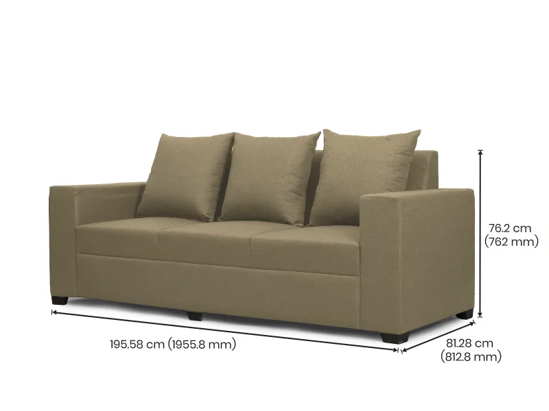 Hugo Upholstered 3 Seater Sofa in Beige Color